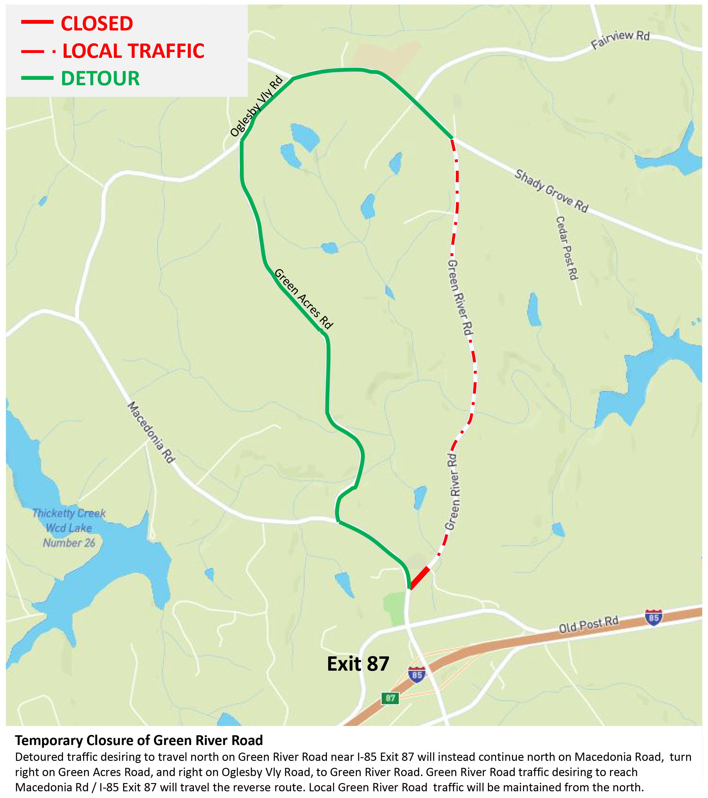 Green River Road Detour map