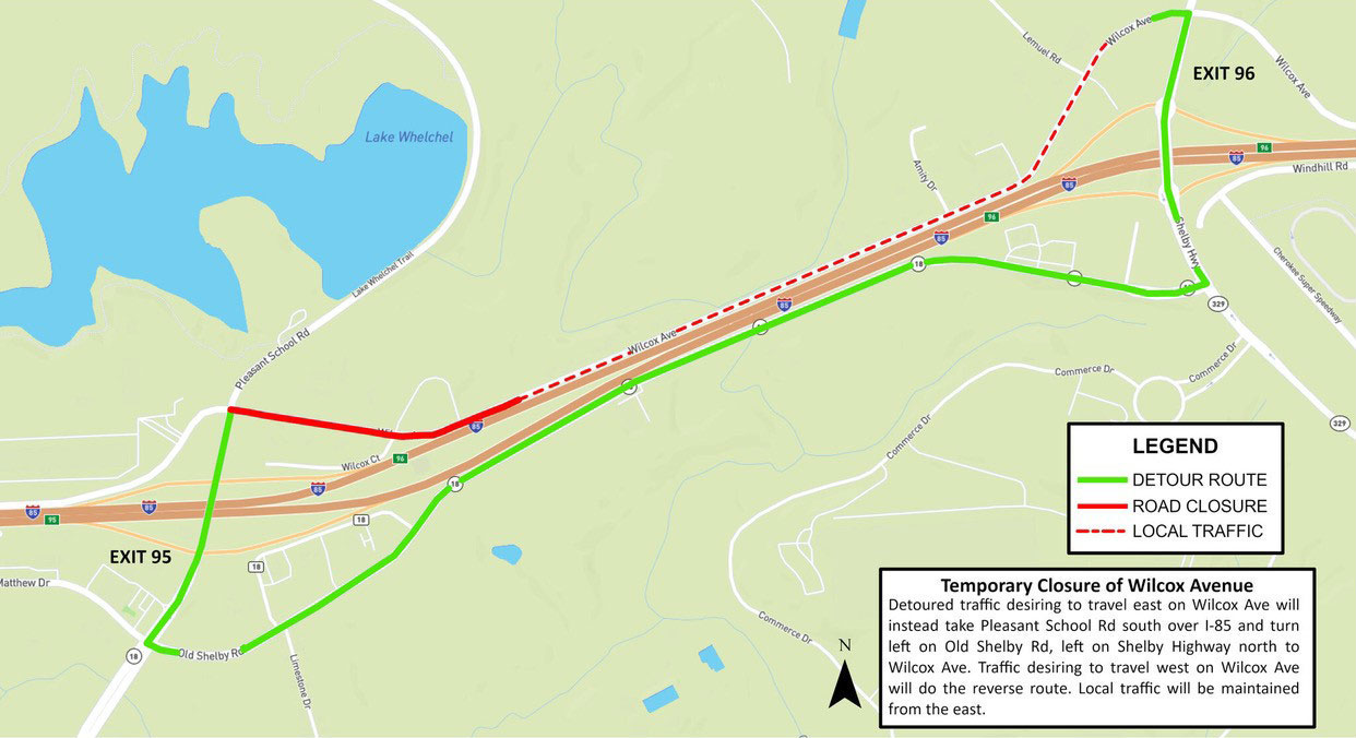 Wilcox Avenue Detour map